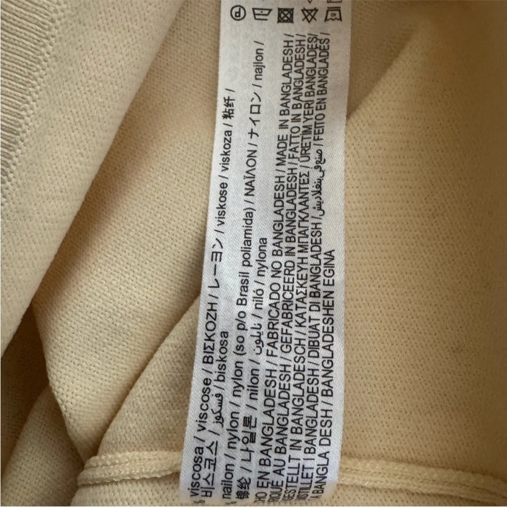 Zara Long-Sleeve Draped Knit Bodycon Minimalist Midi Dress, Beige Cream, Size‎ S - Picture 12 of 12
